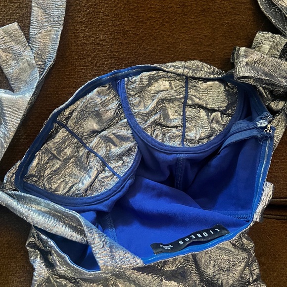 Lioness Silver Ruched Tie Front Mini Dress - Picture 5 of 6